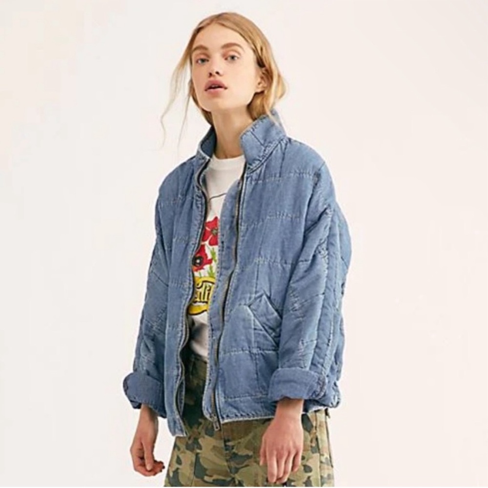 Free People Quilted Denim Jacket